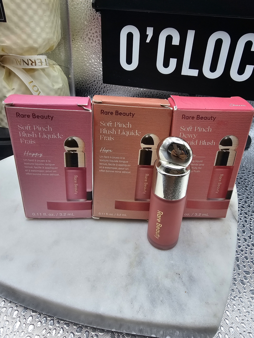 BUNDLE OF 4 Rare Beauty Soft Pinch Liquid Blush Trio - Pink Coral Peach Shades